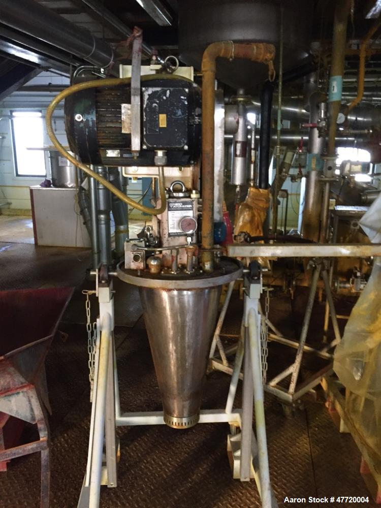 Used Niro wheel type Atomizer, Model 15 -2D-S-V-N. 5.85" (150 mm) dia. atomizer wheel. mounting ring. Driven by a 7.5kw, 3/50 motor. Includes a holding stand.
