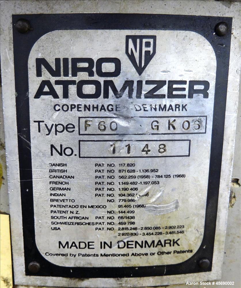 Used Niro Model F 60 BGK 06 Wheel type Atomizer