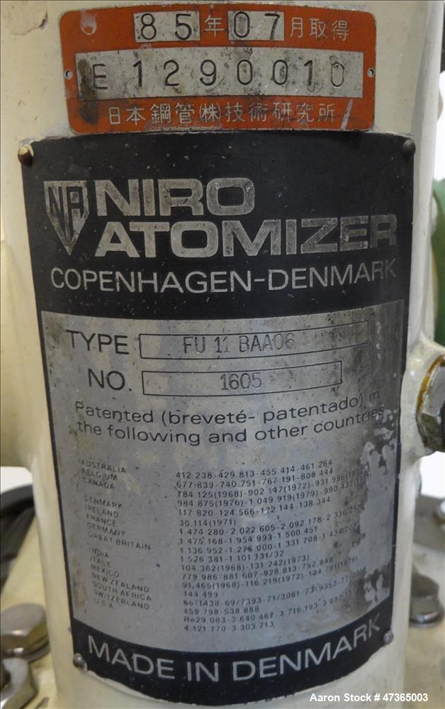 Used GEA Niro Spray Dryer, Model P-6.3, 304 Stainless Steel.