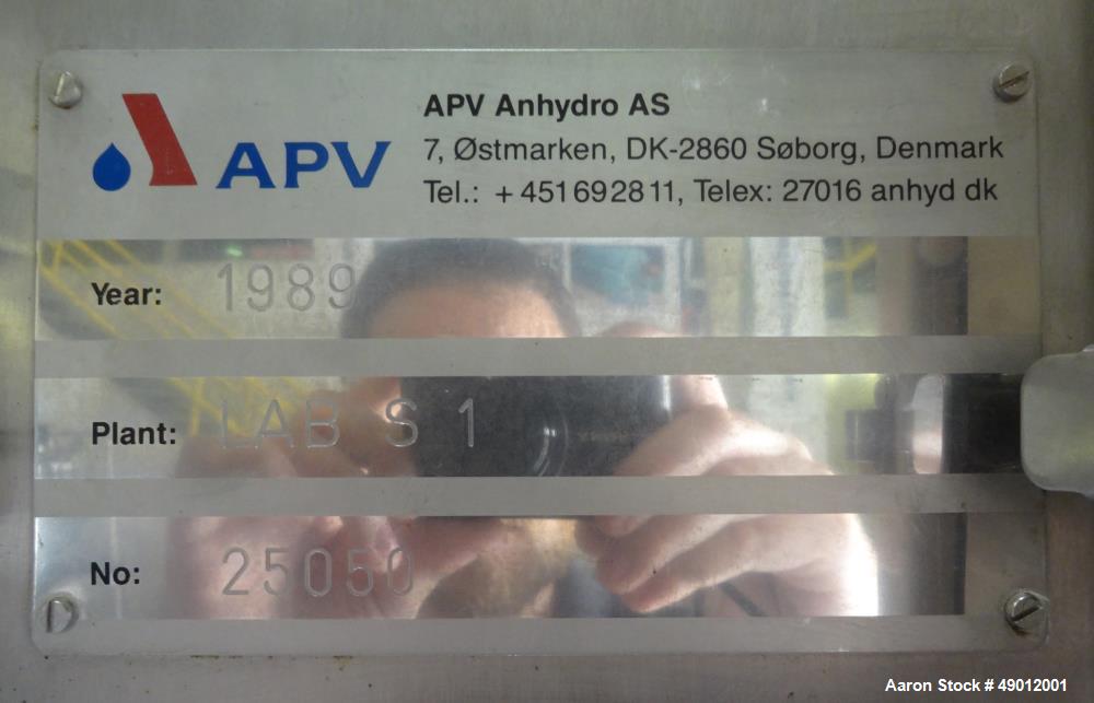 Used APV Anhydro Electrically Heated Pilot Spray Dryer, Model Lab S-1
