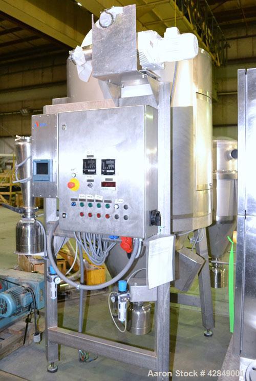 Used APV Anhydro Electrically Heated Pilot Spray Drying Plant, Model PSD 52, 316 Stainless Steel. Heat consumption at 350 deg.c. is 12 kw. 39.3" Diameter chamber, side access door. Water evaporation ...