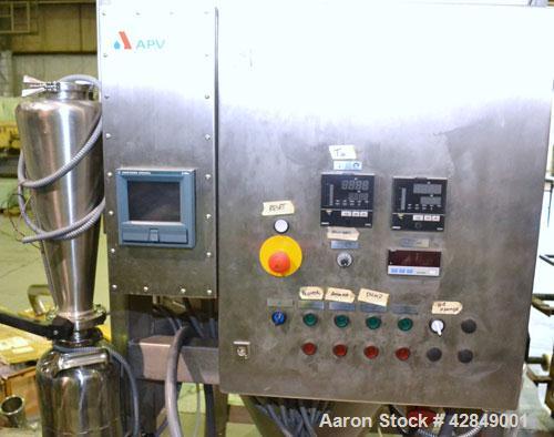 Used APV Anhydro Electrically Heated Pilot Spray Drying Plant, Model PSD 52, 316 Stainless Steel. Heat consumption at 350 deg.c. is 12 kw. 39.3" Diameter chamber, side access door. Water evaporation ...