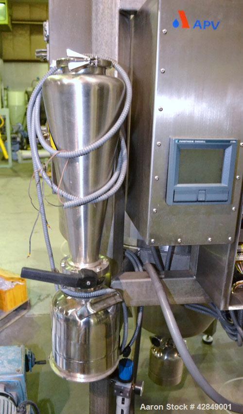 Used APV Anhydro Electrically Heated Pilot Spray Drying Plant, Model PSD 52, 316 Stainless Steel. Heat consumption at 350 deg.c. is 12 kw. 39.3" Diameter chamber, side access door. Water evaporation ...