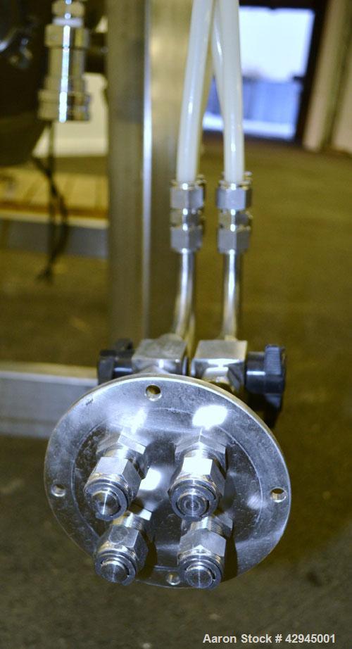 Used APV Anhydro Electrically Heated Pilot Spray Drying Plant, Model PSD 52, 316 Stainless Steel. Heat consumption at 350 degrees C. is 12 kw. 39.3" Diameter chamber, side access door. Water evaporat...