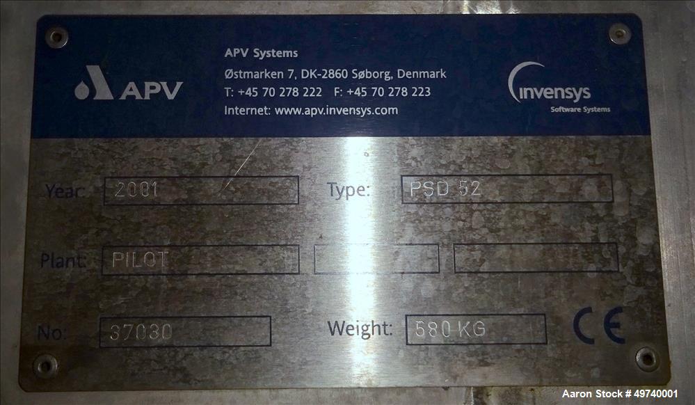Used APV Anhydro Electrically Heated Pilot Spray Drying Plant,