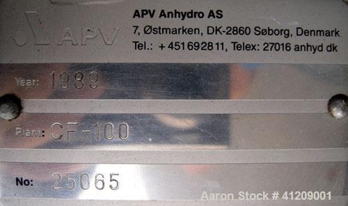 Used APV Anhydro Electrically Heated “Compact” Spray Dryer, 316 stainless steel . 49" diameter x 36" straight side x 43"coned bottom. Side access door. Evaporation rate at inlet/outlet temperatures 5...