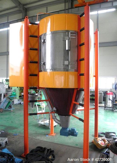 Used APV Anhydro Electrically Heated “Compact” Spray Dryer, 316 Stainless Steel. Heat consumption at 300 deg.c. is 42 kw. 49" Diameter chamber, side access door. Evaporation rate at inlet/outlet temp...