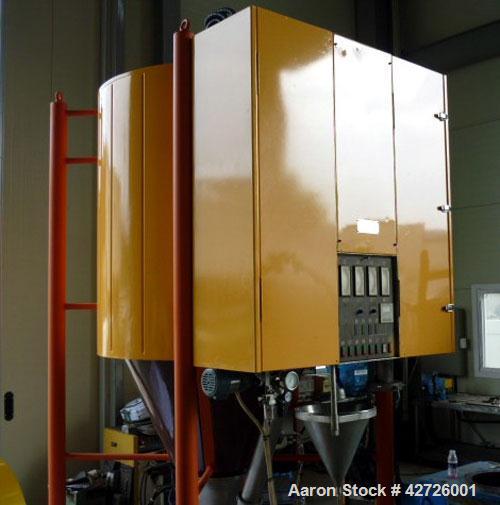 Used APV Anhydro Electrically Heated “Compact” Spray Dryer, 316 Stainless Steel. Heat consumption at 300 deg.c. is 42 kw. 49" Diameter chamber, side access door. Evaporation rate at inlet/outlet temp...
