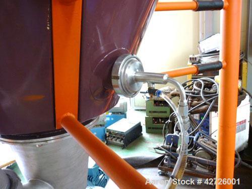 Used APV Anhydro Electrically Heated “Compact” Spray Dryer, 316 Stainless Steel. Heat consumption at 300 deg.c. is 42 kw. 49" Diameter chamber, side access door. Evaporation rate at inlet/outlet temp...