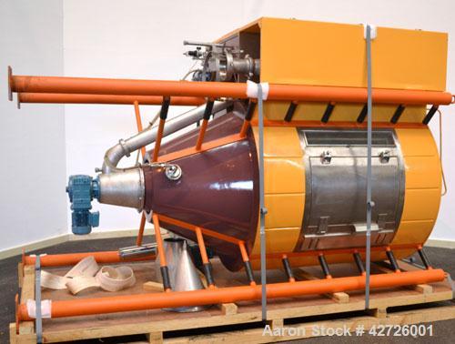Used APV Anhydro Electrically Heated “Compact” Spray Dryer, 316 Stainless Steel. Heat consumption at 300 deg.c. is 42 kw. 49" Diameter chamber, side access door. Evaporation rate at inlet/outlet temp...
