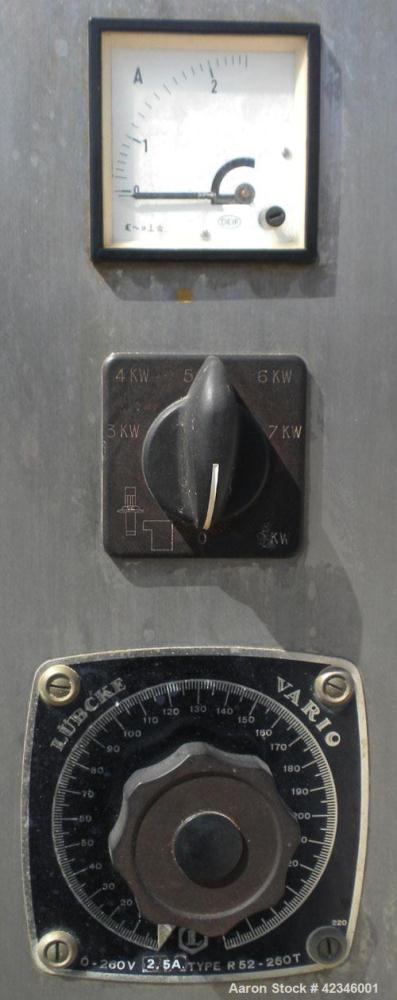 Used Anhydro Electrically Heated Spray Dryer, Type Lab S1, 316 Stainless Steel. Evaporation rate at inlet/outlet temperatures 570/195 deg.f., 15 pounds an hour. Chamber 39" diameter x 28" straight si...