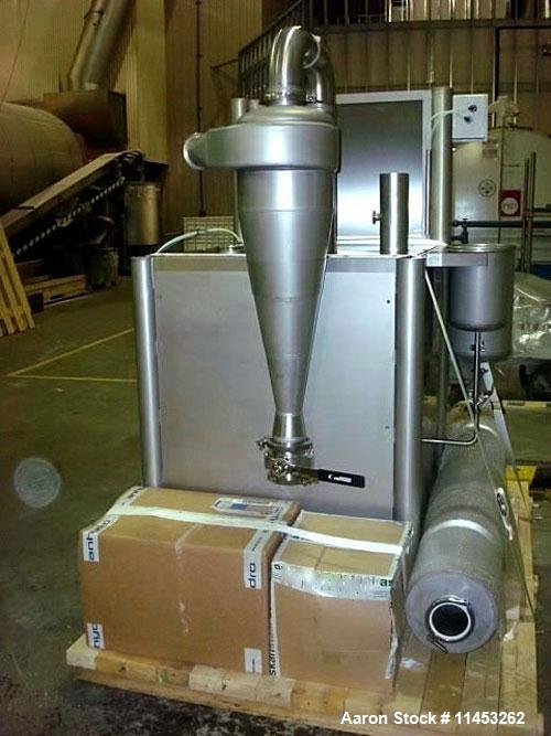 Used Anhydro MicraSpray Model MS 400 Spray Dryer System, Stainless Steel. Max, inlet temperature: 325 DEG. C (617 DEF F), Max. Water Evaporation 37 KG/H (81 LBS/HR). Includes feed pump, feed tank, wa...