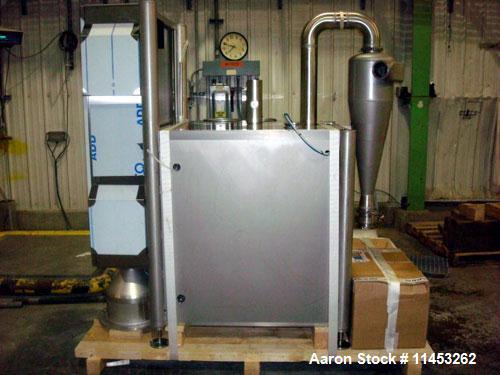 Used Anhydro MicraSpray Model MS 400 Spray Dryer System, Stainless Steel. Max, inlet temperature: 325 DEG. C (617 DEF F), Max. Water Evaporation 37 KG/H (81 LBS/HR). Includes feed pump, feed tank, wa...