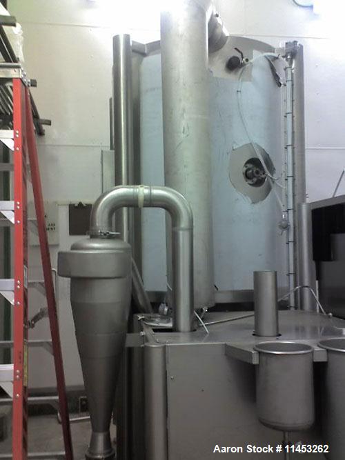 Used Anhydro MicraSpray Model MS 400 Spray Dryer System, Stainless Steel. Max, inlet temperature: 325 DEG. C (617 DEF F), Max. Water Evaporation 37 KG/H (81 LBS/HR). Includes feed pump, feed tank, wa...