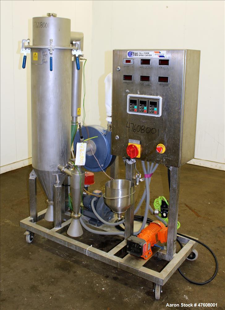 Used Armfield Tall Form Spray Dryer, Model FT80-G, 316 Stainless Steel.