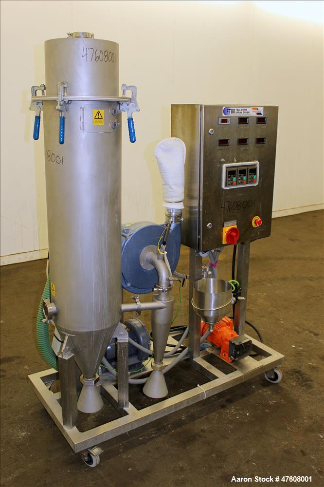 Used Armfield Tall Form Spray Dryer, Model FT80-G, 316 Stainless Steel.