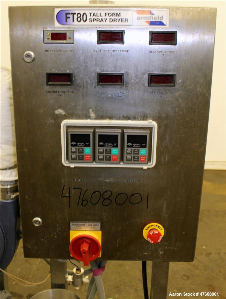 Used Armfield Tall Form Spray Dryer, Model FT80-G, 316 Stainless Steel.