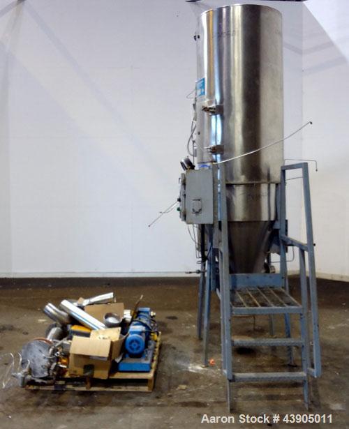 Used Bowen Engineering #1 Tower Spray Dryer, 304 Stainless Steel.  30” Diameter x 72" straight side x 37" coned bottom.  Approximate evaporation rate from 15 to 80 pounds an hour (7 to 36 kg/hr) of w...