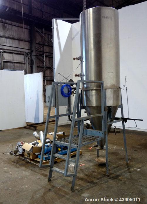 Used Bowen Engineering #1 Tower Spray Dryer, 304 Stainless Steel.  30” Diameter x 72" straight side x 37" coned bottom.  Approximate evaporation rate from 15 to 80 pounds an hour (7 to 36 kg/hr) of w...
