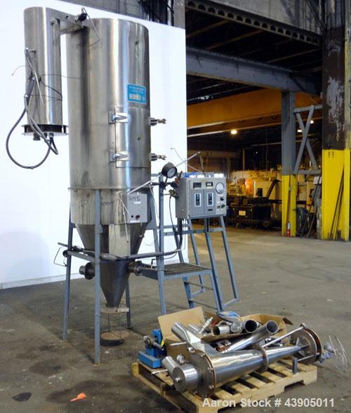 Used Bowen Engineering #1 Tower Spray Dryer, 304 Stainless Steel.  30” Diameter x 72" straight side x 37" coned bottom.  Approximate evaporation rate from 15 to 80 pounds an hour (7 to 36 kg/hr) of w...