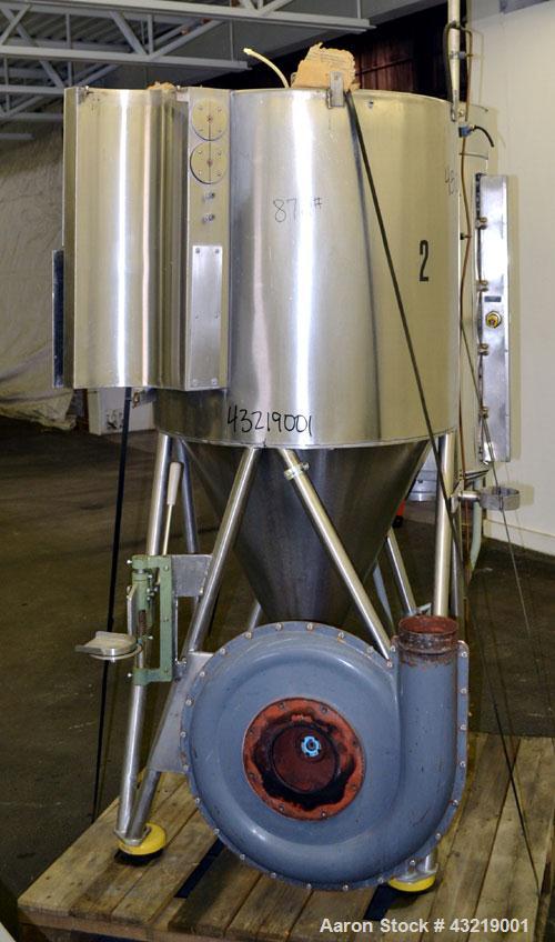 Used Bowen Engineering Electrically Heated Laboratory Spray Dryer, Model BLSA, 316 Stainless Steel. 30” Diameter x 28-1/2" straight side x 31" coned bottom. Type AT-4 atomizer, approximate evaporatio...