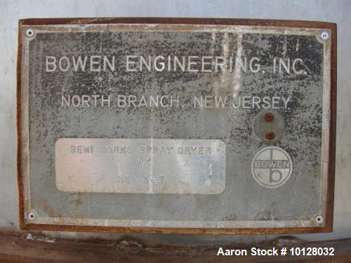 Used Bowen Engineering Semi-Works Stainless Steel Spray Dryer
