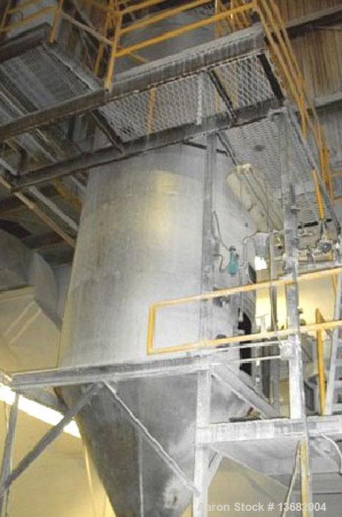 Used Bowen Spray Dryer, Model #3, 6' diameter, 15' straight wall, 64" long cone, stainless steel chamber, insulated straight side. Gas fired burner, 2/ 7.5 hp blower, HEPA filter unit. Stainless stee...