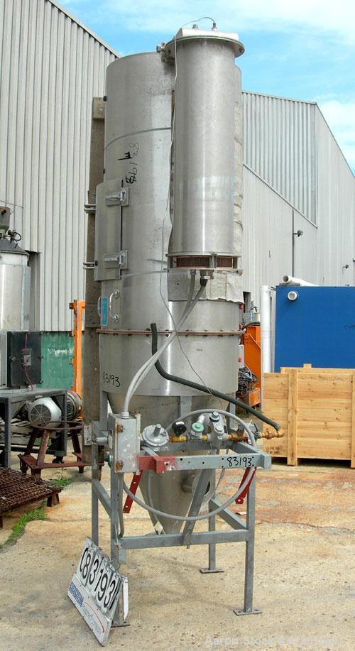 Used Bowen Engineering #1 Tower Spray Dryer, 316 stainless steel. 30" diameter x 72" straight side x 38" coned bottom. Requires an atomizer. Approximate evaporation rate 15/80 pounds an hour. Air req...