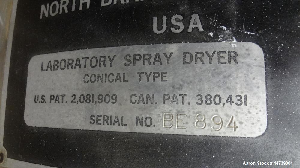 Used Bowen Engineering Gas Heated Conical Type Laboratory Spray Dryer, 304 Stainless Steel. 30" diameter x 72" straight side x 37" coned bottom. Approximate evaporation rate from 15 to 80 pounds an h...