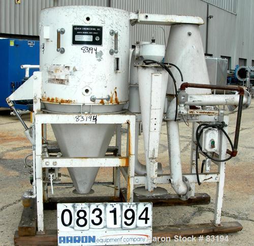 USED: Bowen Engineering conical type laboratory spray dryer, 316 stainless steel. 30" diameter x 28" straight side x 38" coned bottom. Requires an atomizer. Approx evaporation rate up to 15/80 pounds...