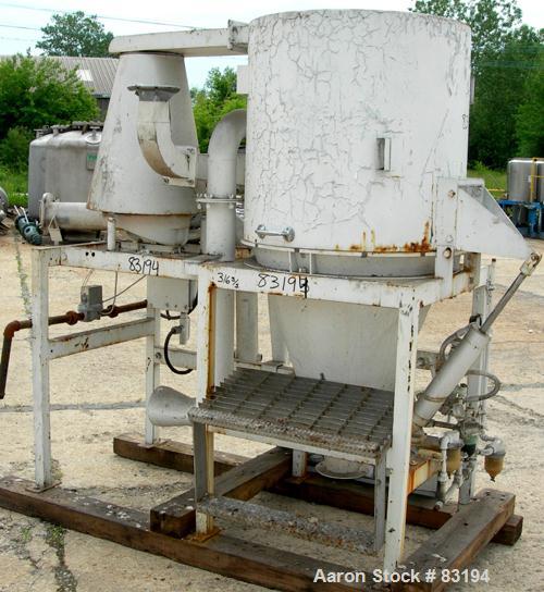 USED: Bowen Engineering conical type laboratory spray dryer, 316 stainless steel. 30" diameter x 28" straight side x 38" coned bottom. Requires an atomizer. Approx evaporation rate up to 15/80 pounds...