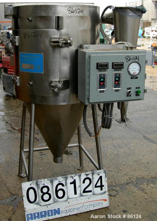 USED: Bowen Engineering laboratory spray dryer, 316 stainless steel. 30" diameter x 28" straight side x 30" coned bottom. Approx imate evaporation rate 15-80 pounds an hour, air requirements 100 psi....
