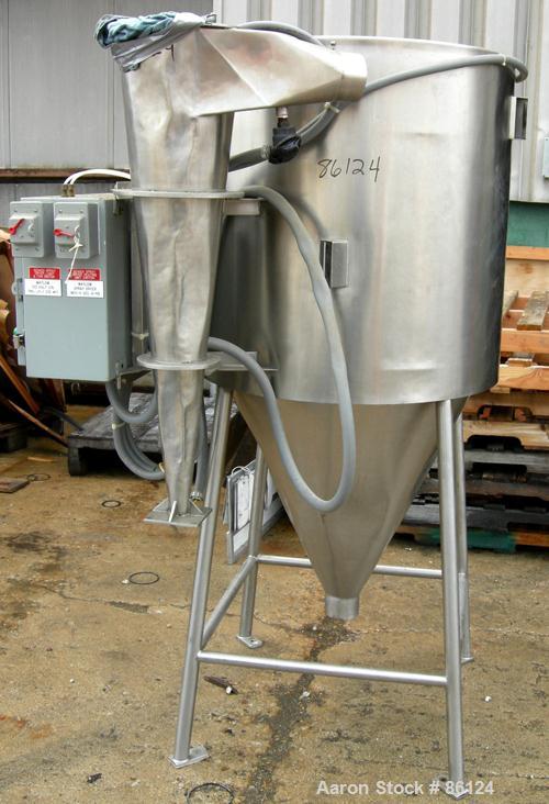 USED: Bowen Engineering laboratory spray dryer, 316 stainless steel. 30" diameter x 28" straight side x 30" coned bottom. Approx imate evaporation rate 15-80 pounds an hour, air requirements 100 psi....