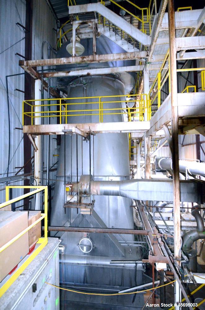 Used Damrow Drying System Stainless Steel. Approximate capacity 4,000 pounds per hour of powder with 5% moisture Whey capacity out. Consists of: (1) Spray Dryer, Stainless Steel. (7) Top entering noz...