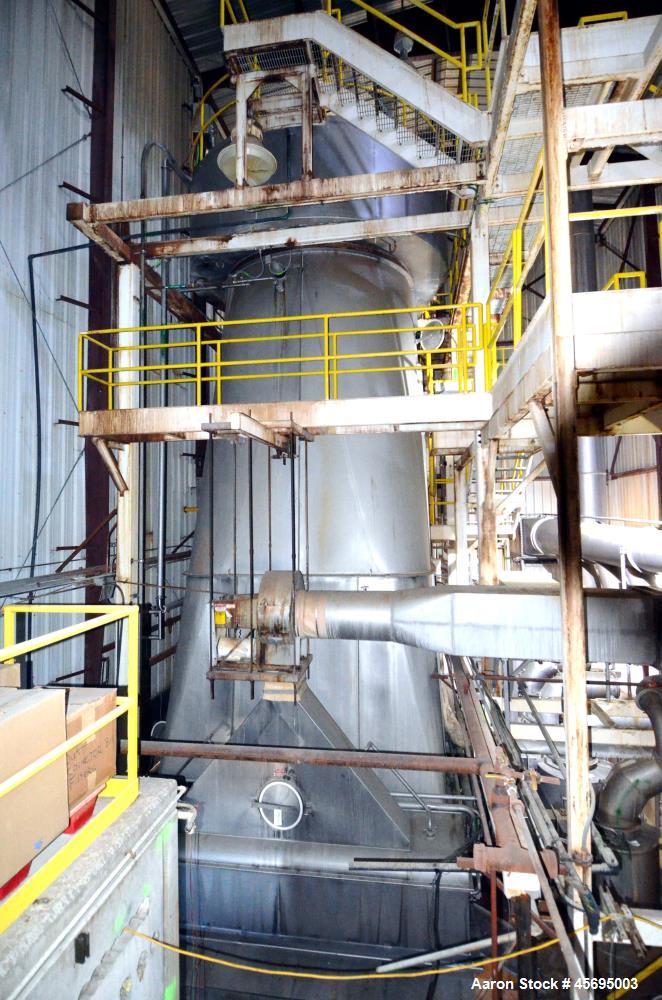 Used Damrow Drying System Stainless Steel. Approximate capacity 4,000 pounds per hour of powder with 5% moisture Whey capacity out. Consists of: (1) Spray Dryer, Stainless Steel. (7) Top entering noz...