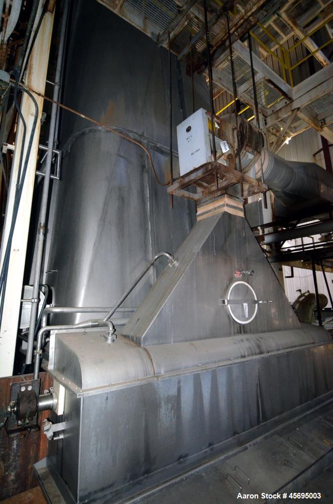 Used Damrow Drying System Stainless Steel. Approximate capacity 4,000 pounds per hour of powder with 5% moisture Whey capacity out. Consists of: (1) Spray Dryer, Stainless Steel. (7) Top entering noz...
