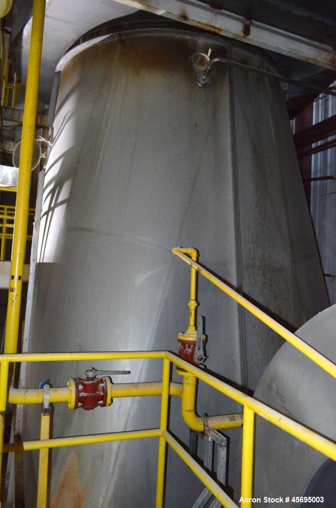 Used Damrow Drying System Stainless Steel. Approximate capacity 4,000 pounds per hour of powder with 5% moisture Whey capacity out. Consists of: (1) Spray Dryer, Stainless Steel. (7) Top entering noz...