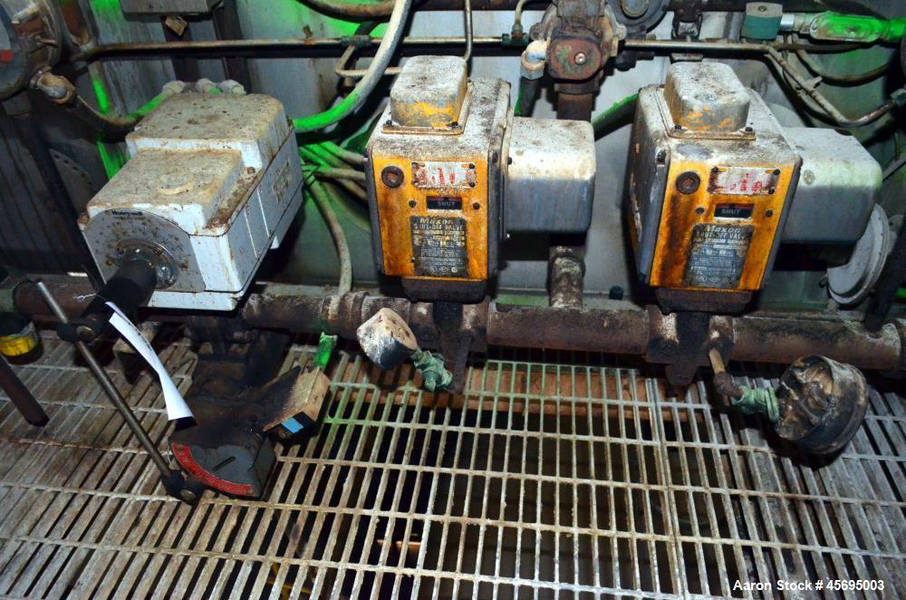 Used Damrow Drying System Stainless Steel. Approximate capacity 4,000 pounds per hour of powder with 5% moisture Whey capacity out. Consists of: (1) Spray Dryer, Stainless Steel. (7) Top entering noz...