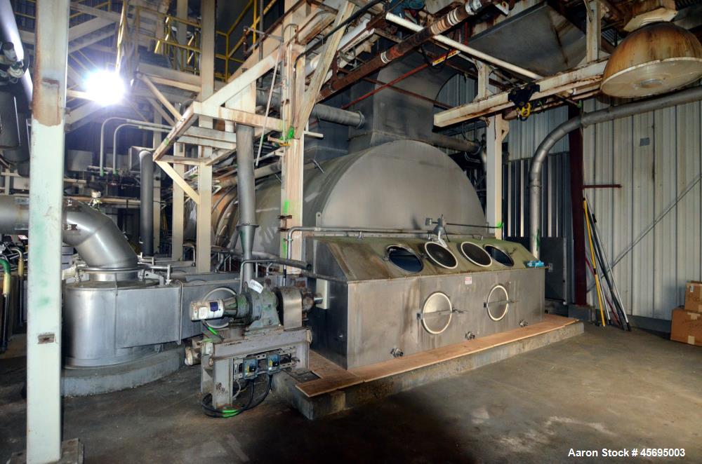 Used Damrow Drying System Stainless Steel. Approximate capacity 4,000 pounds per hour of powder with 5% moisture Whey capacity out. Consists of: (1) Spray Dryer, Stainless Steel. (7) Top entering noz...