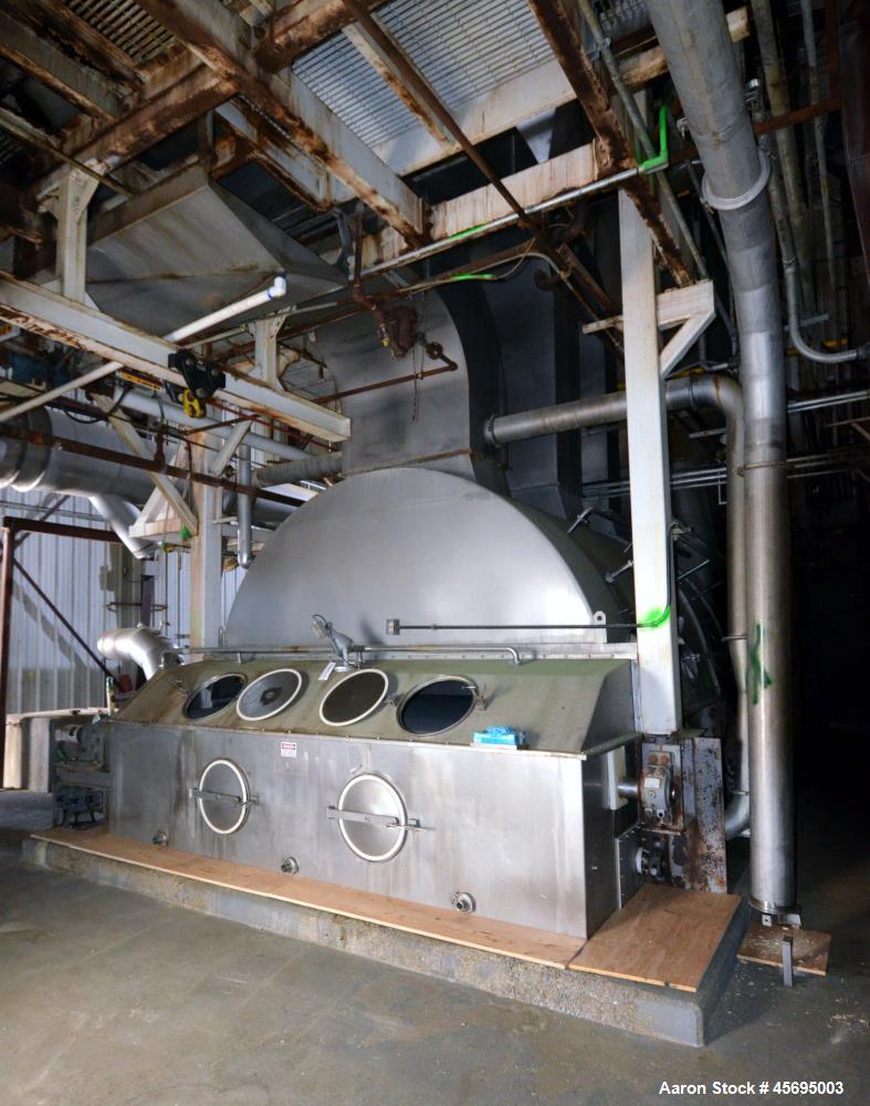 Used Damrow Drying System Stainless Steel. Approximate capacity 4,000 pounds per hour of powder with 5% moisture Whey capacity out. Consists of: (1) Spray Dryer, Stainless Steel. (7) Top entering noz...