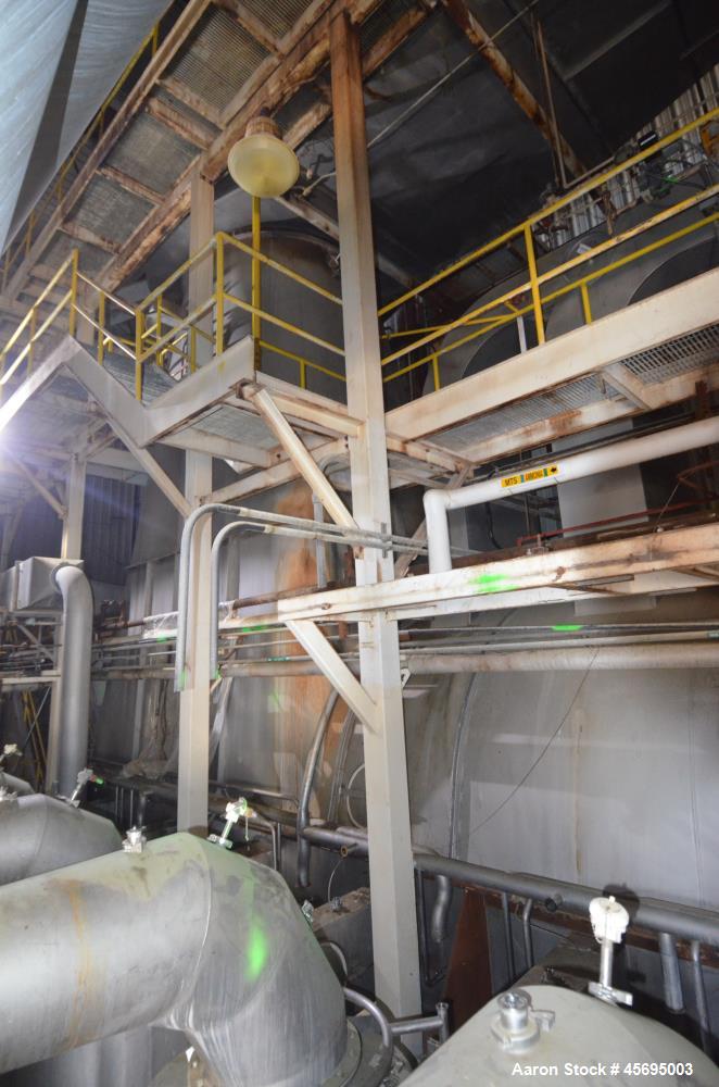 Used Damrow Drying System Stainless Steel. Approximate capacity 4,000 pounds per hour of powder with 5% moisture Whey capacity out. Consists of: (1) Spray Dryer, Stainless Steel. (7) Top entering noz...