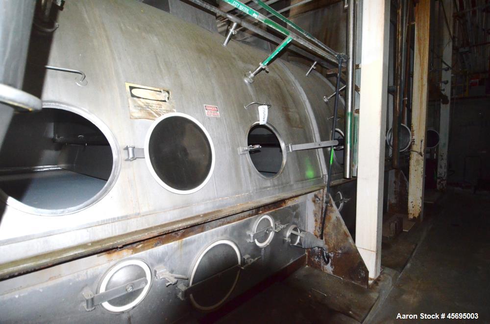 Used Damrow Drying System Stainless Steel. Approximate capacity 4,000 pounds per hour of powder with 5% moisture Whey capacity out. Consists of: (1) Spray Dryer, Stainless Steel. (7) Top entering noz...