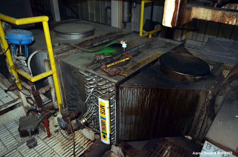 Used Damrow Drying System Stainless Steel. Approximate capacity 4,000 pounds per hour of powder with 5% moisture Whey capacity out. Consists of: (1) Spray Dryer, Stainless Steel. (7) Top entering noz...