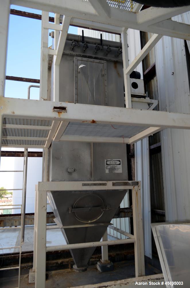 Used Damrow Drying System Stainless Steel. Approximate capacity 4,000 pounds per hour of powder with 5% moisture Whey capacity out. Consists of: (1) Spray Dryer, Stainless Steel. (7) Top entering noz...