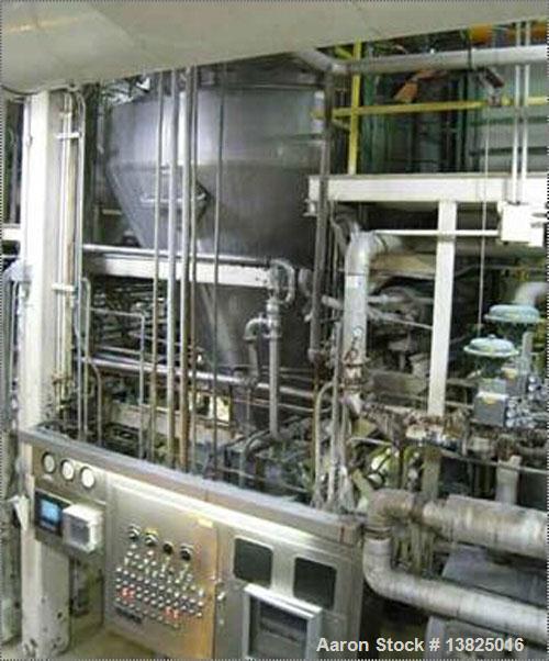 Used DeLaval Spray Dryer System, 25 MTPD, size 120 inches diameter, capacity 2400 pounds an hour output. Includes Niro dryer with all auxiliaries, fluid bed dryer, scrubber, cyclones. Last used for n...