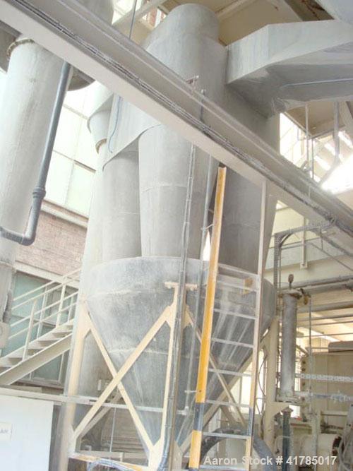 Used Dorst D 1600 Gas Fired Spray Dryer, stainless steel. 236.2" (6000 mm) diameter x 278.6" (7000 mm) dep with 236.2" (6000 m) deep cone, gas fired heat source with 6 head fountain nozzle type atomi...