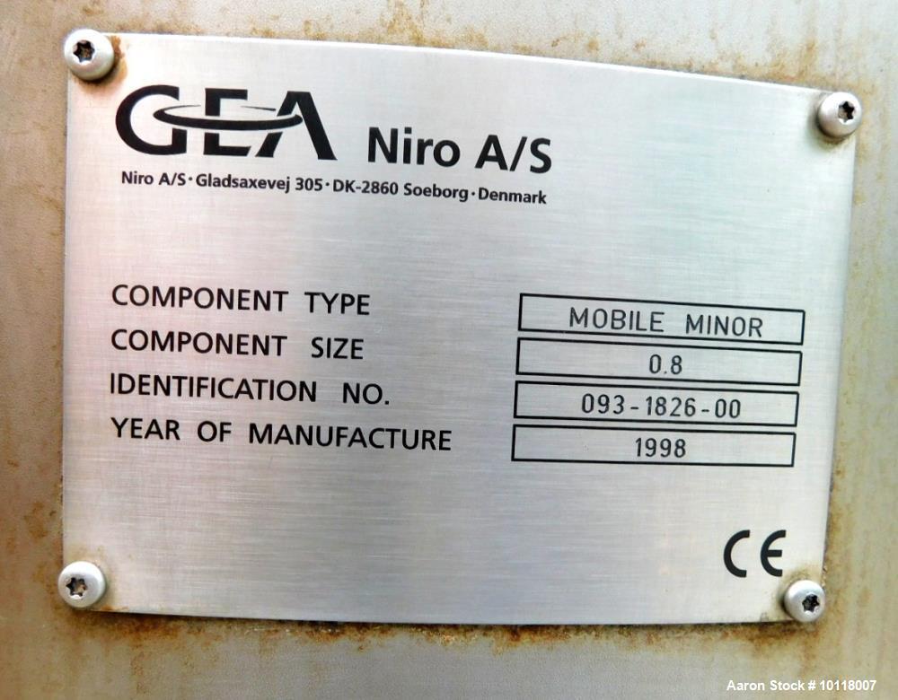 Used GEA Niro Mobile Minor 2000 Spray Dryer – Model G – 316L Stainless Steel – Food Grade Laboratory Spray Dryer
