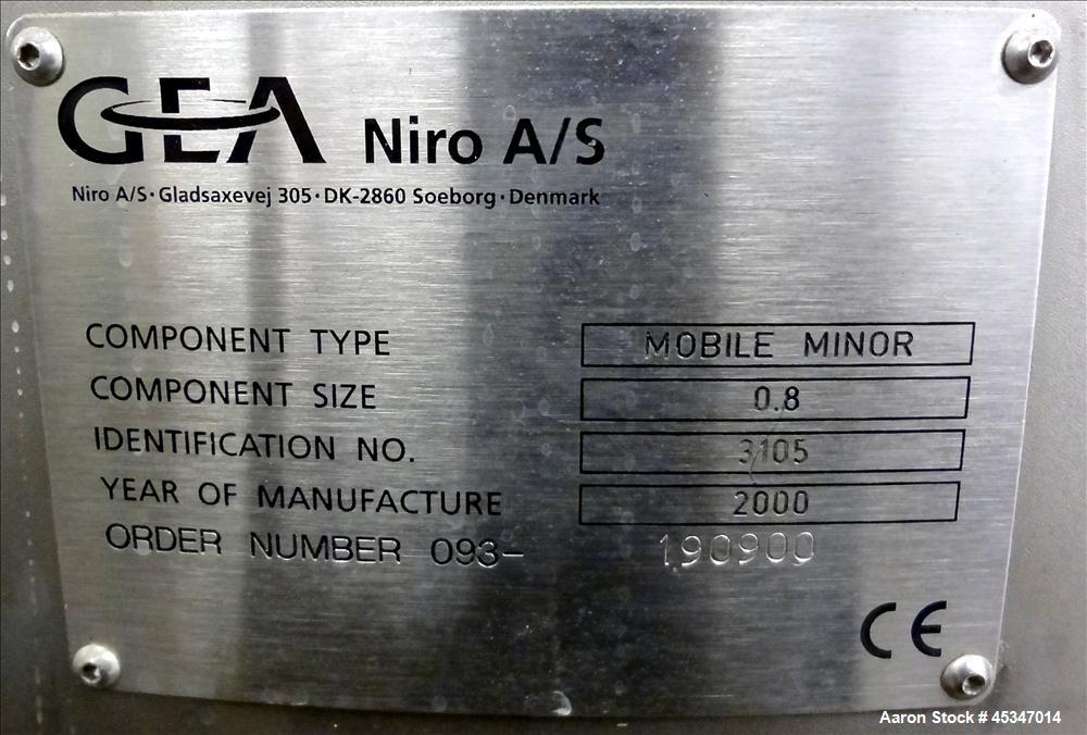 Used Stainless Steel GEA Niro Mobile Minor Spray Dryer