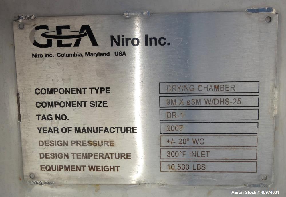 Used- GEA Niro Spray Tower Spray Dryer.