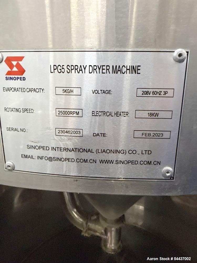 Used Sinoped LPG-5 Spray Dryer – High-Speed 25,000 RPM Food-Grade Powder Drying System (2023)